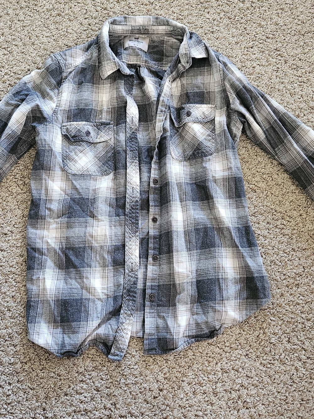 Casual Gray Plaid Womens Button-Up Shirt